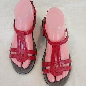 CLARKS COLLECTION RED PATIENT LEATHER SANDALS